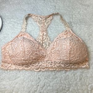 Xhilaration Peach Lace Racerback Bralette in Size XL. Lightly Padded. No wire.